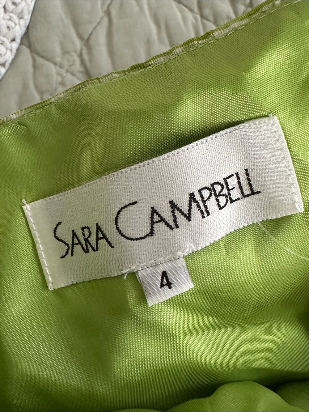 Sara Campbell Vintage Silk Lime Green Lined Piece READ DESCRIPTION - Picture 3 of 6